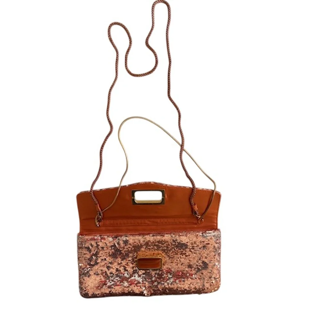 KATE LANDRY Women’s Rose Gold Sequin Sparkling Evening Clutch